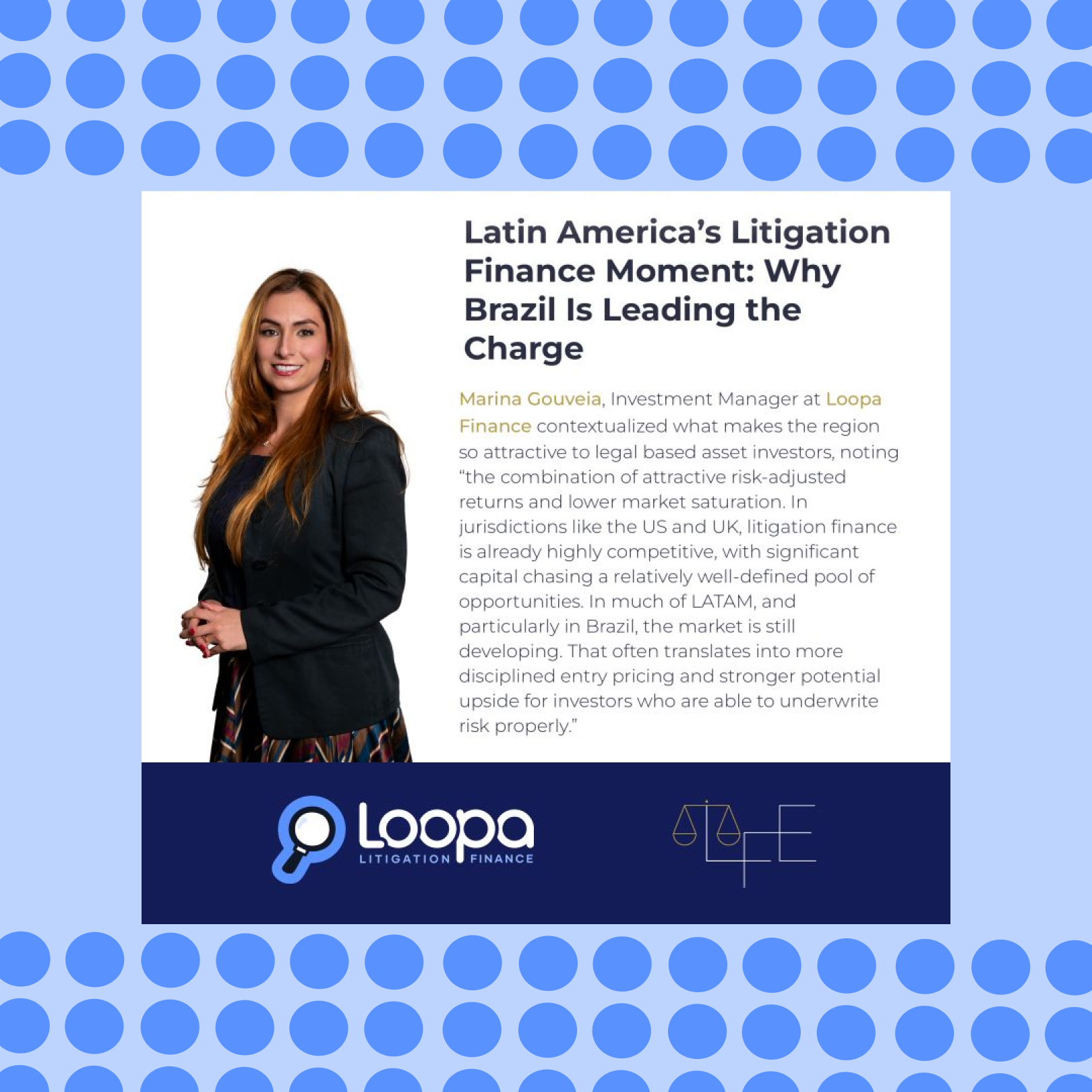 Marina Gouveia Discusses the Rise of Litigation Finance in Brazil and Latin America for Legal Finance Expert